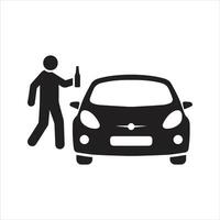 Sober driver icon. Do not drink and drive icon. Drunk man returning to his car. Drunk driving icon vector
