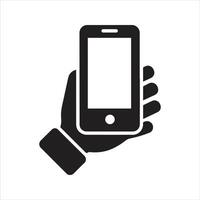 Mobile phone icon. Mobile phone in hand icon vector