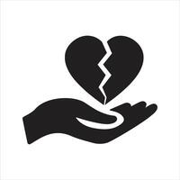 Broken heart icon. Heart in hand icon vector