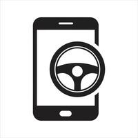 Steering wheel icon. Using a mobile phone while driving icon vector