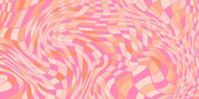 Psychedelic square chessboard in retro colors. Checkerboard background. Twisted and dynamic texture ideal for modern, tech-inspired designs, posters, flyers, music cards. vector