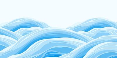 Abstract Banner with Ocean Waves in Cartoon Flat Style with Blue Tones on a White Background vector