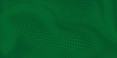 Green Abstract Halftone with Twisted Waves. Dynamic texture ideal for modern, tech-inspired designs, posters, flyers, music cards. vector