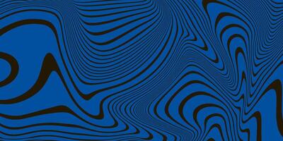 Abstract Psihedelic Twisted Stripes Background with Blue and Black Colors. Waves with optical illusion effect. Modern design with hipnotic lines vector