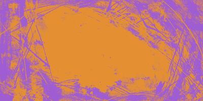 Abstract Banner with Distress Retro Effect. Grunge background in purple and yellow colors. Nostalgic dirty and torn backdrop. Old scratched texture perfect for posters, print, flyers, wallpaper vector