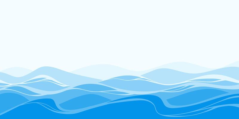 Simple Waves in Cartoon Style. Abstract banner design with water. Blue river