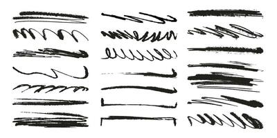Hand Drawn Abstract Grunge Pencil and Ink Brush Strokes, Lines and Loops. Creative brush lines with rough, chalk edges vector