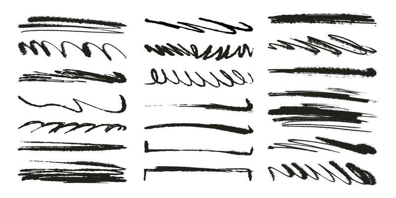 Hand Drawn Abstract Grunge Pencil and Ink Brush Strokes, Lines and Loops. Creative brush lines with rough, chalk edges