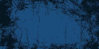 Grunge Background in Black and Blue Colors. Abstract banner with distress retro effect. Nostalgic dirty and torn backdrop. Old scratched texture perfect for posters, pint, flyers, wallpaper vector
