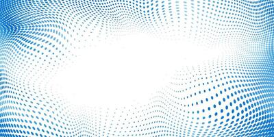 Abstract Halftone Frame with Blue Waves on a White Background. Twisted and dynamic texture ideal for modern, tech-inspired designs, posters, flyers, music cards. vector