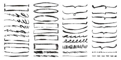 Hand Drawn Grunge Pencil and Ink Brush Strokes, Lines, Rectangles and Loops. Creative brush lines with rough, chalk edges vector