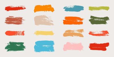 Colorful Hand drawn Grunge Ink Brush Strokes Collection for Selecting Text. Creative Brush Lines with Rough Edges. Abstract freehand doodle line borders. Black splashes vector