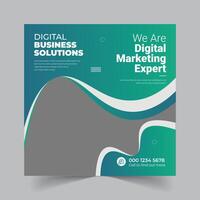 Business Promotion Template and Editable Square Banner for Marketing Agencies with Image Space vector