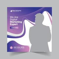 Colorful Custom Square Banner Design for Business, Editable Marketing Template with Photo Area vector