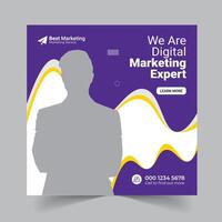 Square Banner Template for Social Media and Customizable Design for Business Promotion vector