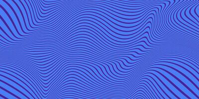 Wavy Abstract Psihedelic Twisted Stripes Background with Blue and Black Colors. Waves with optical illusion effect. Modern design with hipnotic lines vector