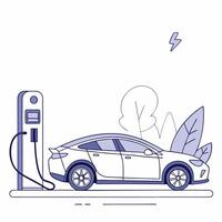 Electric car charging station illustration vector