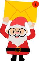santa claus with sign, santa claus with new unread email notification message inbox, santa claus with new incoming message envelope vector