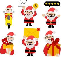 Hand drawn santa claus character collection, Flat santa claus character collection, Santa claus character collection in flat design vector