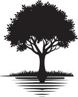 Silhouette of a black tree. vector