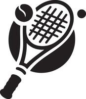 Silhouette of a racket and a ball. vector