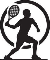 A player playing racket tournament. vector