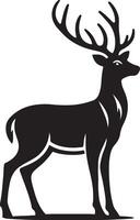 Silhouette of a standing deer animal. vector