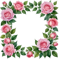 Pink roses are arranged in a square frame png