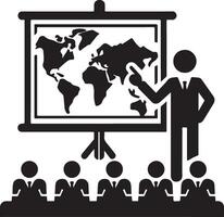Figures with maps or pointing silhouette. vector