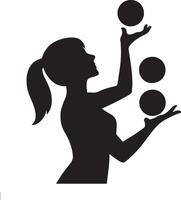 A silhouette of someone juggling tasks,multitasking vector