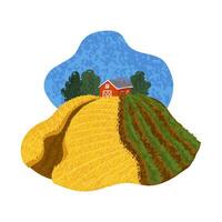 Textured Colorful Illustration of Farm Isolated on White Background vector