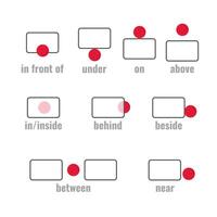 Outline Set of Preposition Icons Isolated on White Background vector