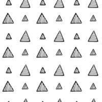 Seamless Pattern. Striped Triangle shapes, endless ornament. Doodle black hand-drawn elements, isolated on a white background. Print and web design, cards, fabric, wrapping paper, design vector