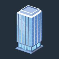 Glass Skyscraper. A modern high-rise building with glass walls that reflect the sky, a symbol of urban space and technology vector