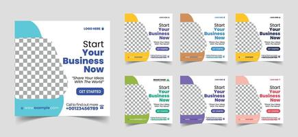 This is Business Social Media Poster Layouts with Various Colors. Editable and Attractive design with photo collage. Usable for Digital Marketing social media post, story and web internet ads. vector