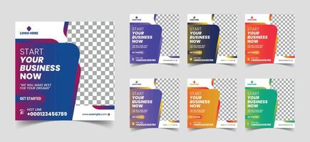 Business Social Media Poster Layouts with Various Colors. Editable and Attractive design with photo collage. Usable for social media post, story and web internet ads, Digital Marketing vector