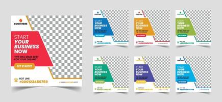 Editable minimal square banner template. Elegant background with attractive shape. Suitable for social media post and web internet ads. illustration with photo collage vector