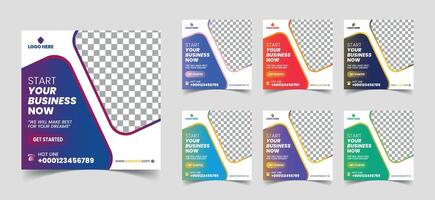 Digital business marketing banner for social media post template. Elegant background with attractive shape. Suitable for social media post and web internet ads with photo collage vector