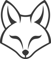 Simple Black and White Outline of a Fox Head png