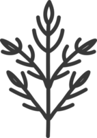Simple Black and White Line Drawing of a Sprig with Five Branches and Nine Leaves png
