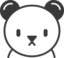 Simple Black and White Line Art Illustration of a Pandas Face png