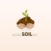 World Soil Day, Ecology concept, hands holding plant a tree sapling with on ground vector