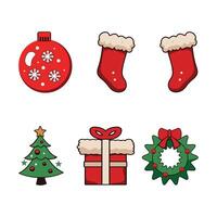 Set of Christmas minimalist elements on white background vector