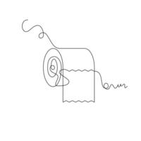 one line art toilet paper illustration. line art, one continuous line, simple, hand drawn and sketch style. for icons, symbols, signs or logos vector
