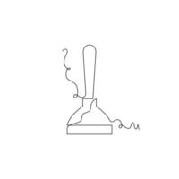 one line art plunger illustration. line art, one continuous line, simple, hand drawn and sketch style. for icons, symbols, signs or logos vector