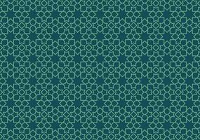 Abstract geometric Islamic motif with dark green lines on a light green background. vector