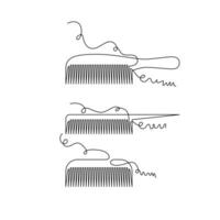 one line art comb illustration. line art, one continuous line, simple, hand drawn and sketch style. for icons, symbols, signs or logos vector