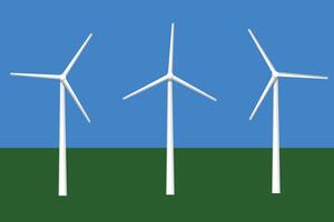 Wind generators, turbines with blades rotating in different directions. vector