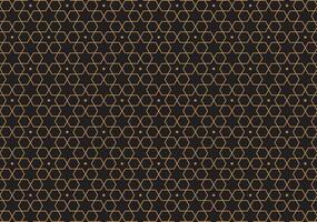Abstract geometric Islamic pattern background with elegant gold lines on a deep black color. vector