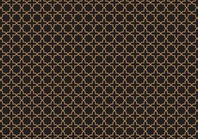 Geometric Islamic pattern with intricate gold lines on a sleek black abstract background. vector
